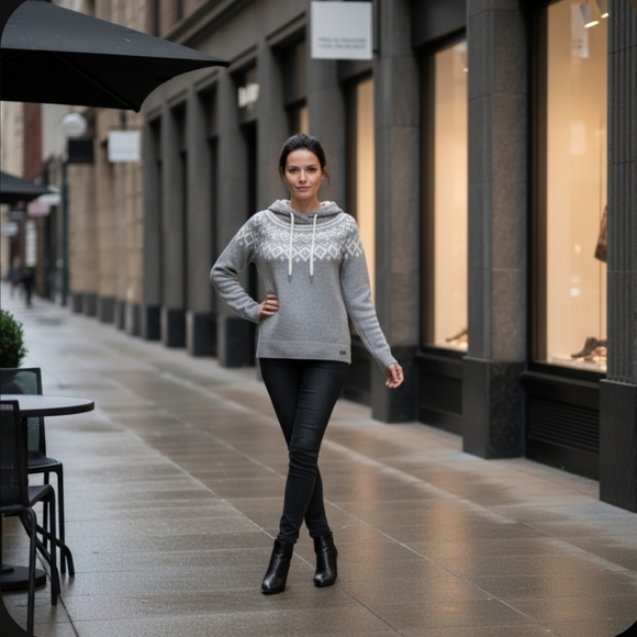 Eddie Bauer Gray Hooded Long Sleeve Sweater Size Small Petite - Picture 11 of 11